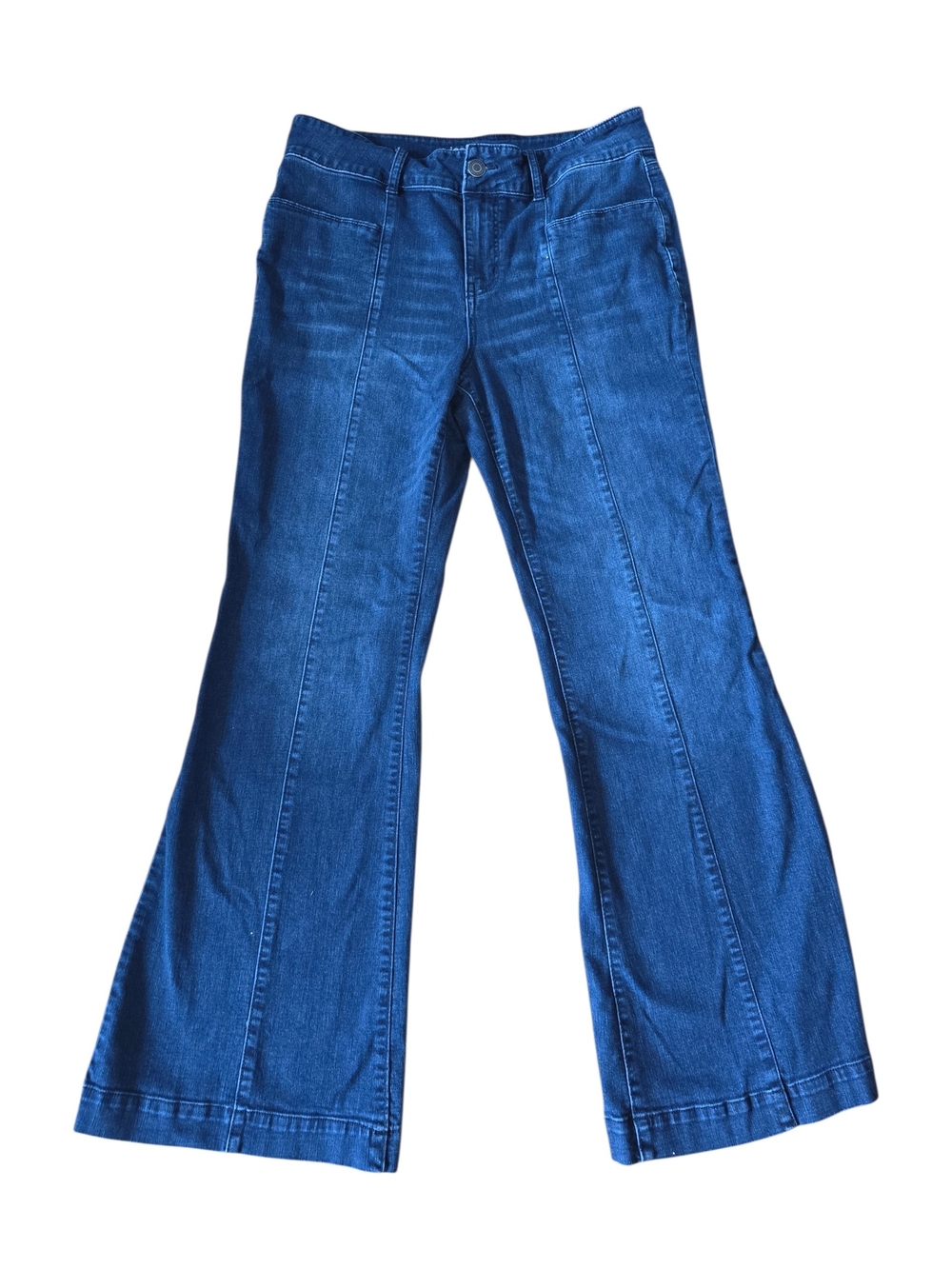 Maurices Deep Blue Wide-Leg Flare Jeans